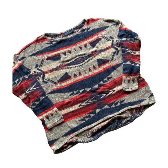 Polo Ralph Lauren Womens Aztec Loose Knit Multicolor Sweater Size Medium - Picture 2 of 7